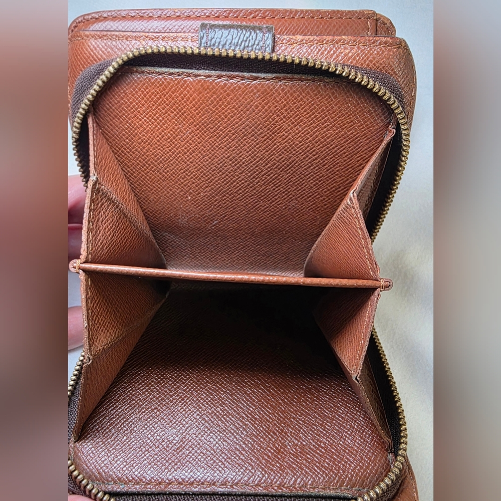 Vntg Louis Vuitton Monogram Compact Bifold Zip Wallet Made in Spain Brown Canvas - Picture 9 of 12
